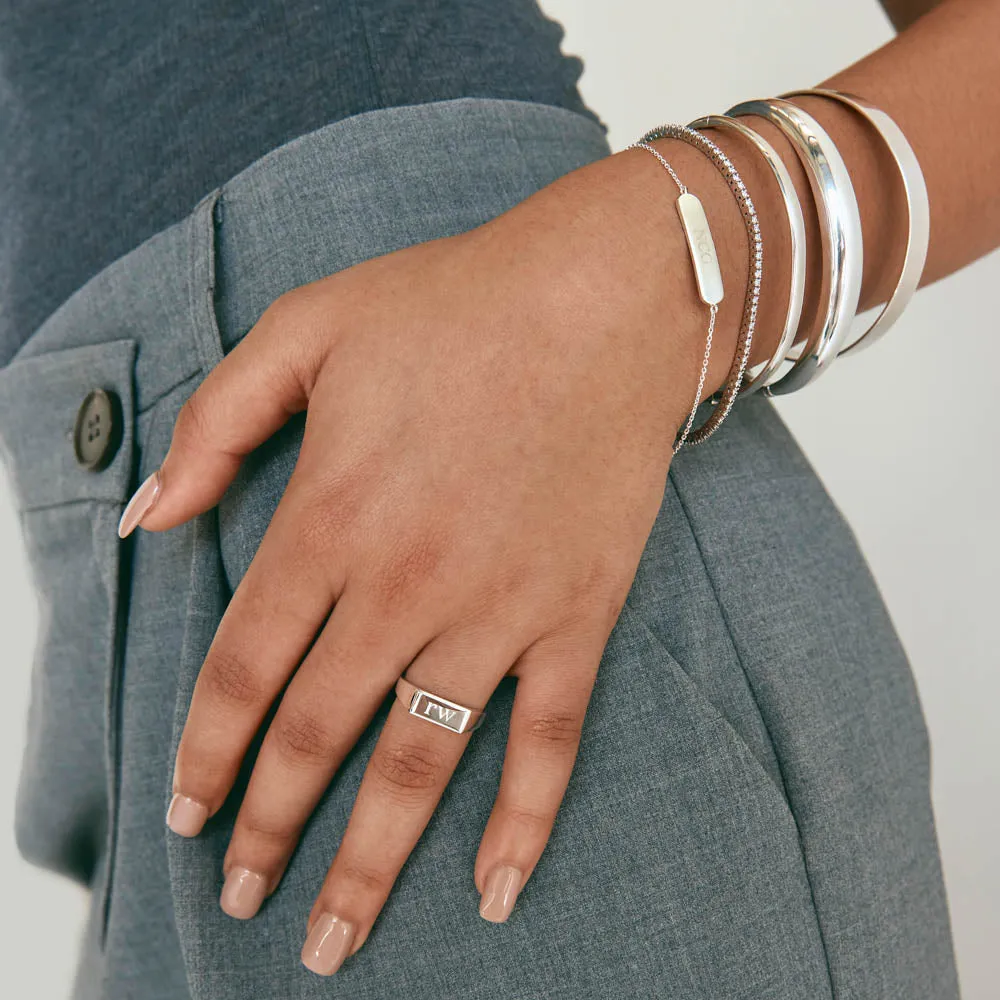 Engravable Rectangle Signet Pinky Ring in Silver