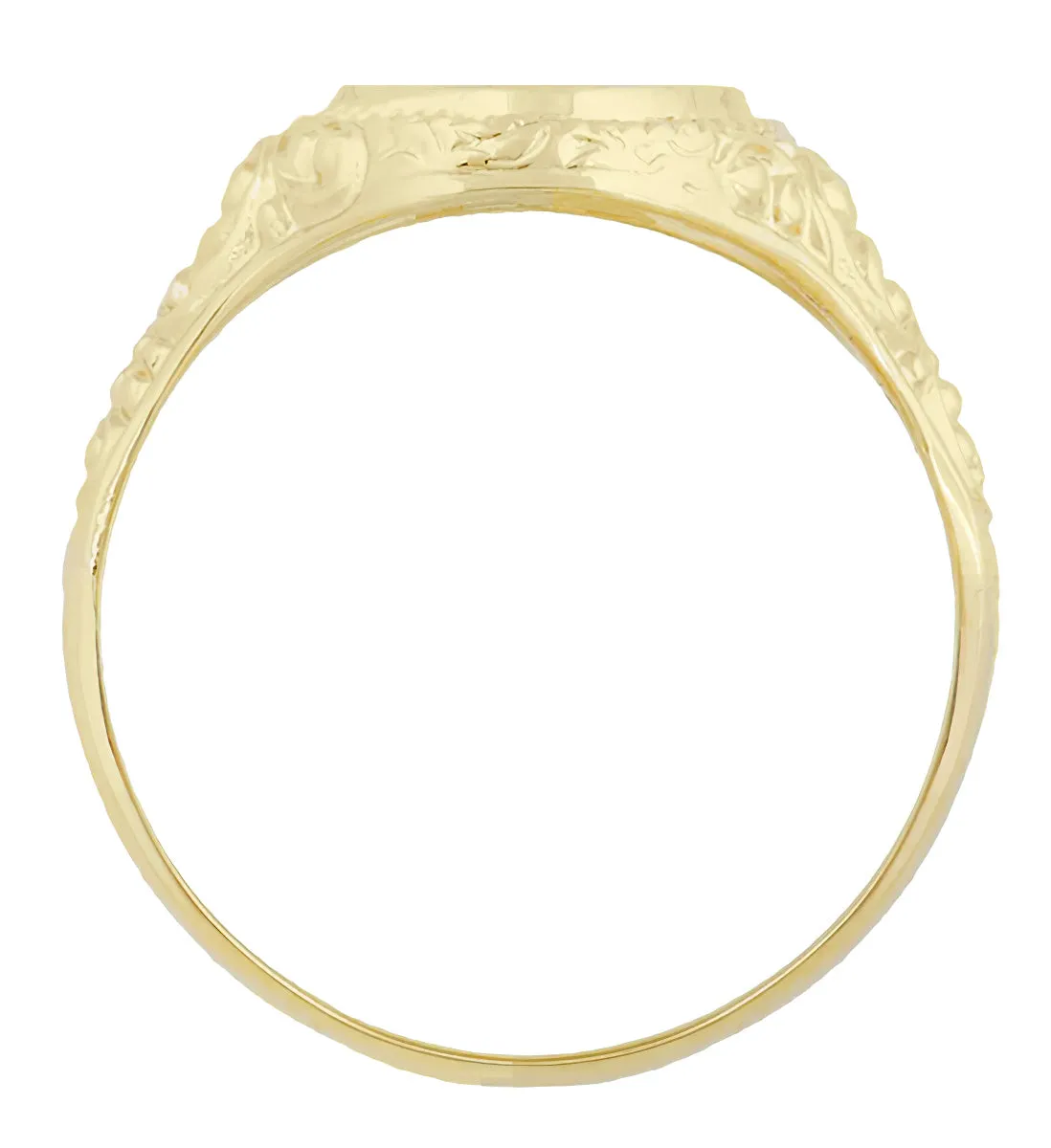 Engraved Scrolls Oval Victorian Signet Ring in 14 Karat Yellow Gold