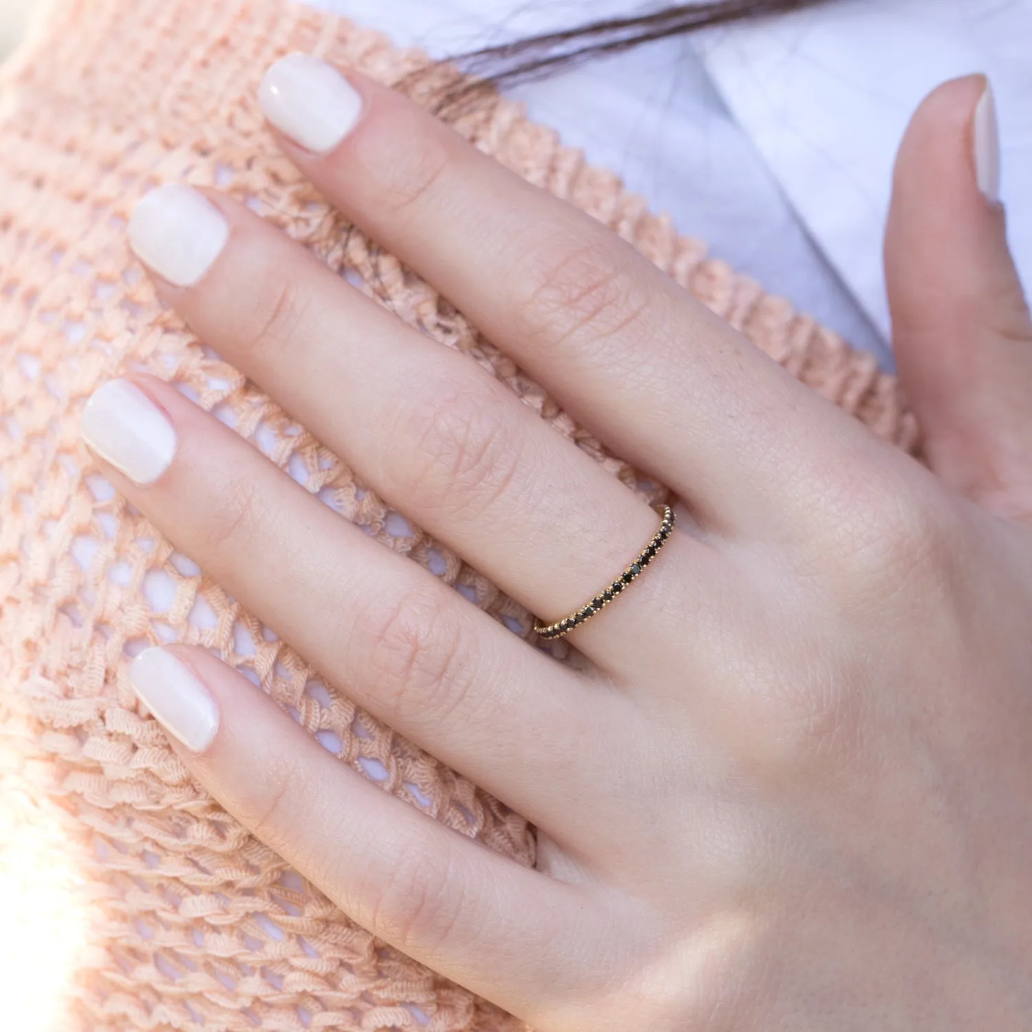 Eternity Gold Ring Black Diamonds