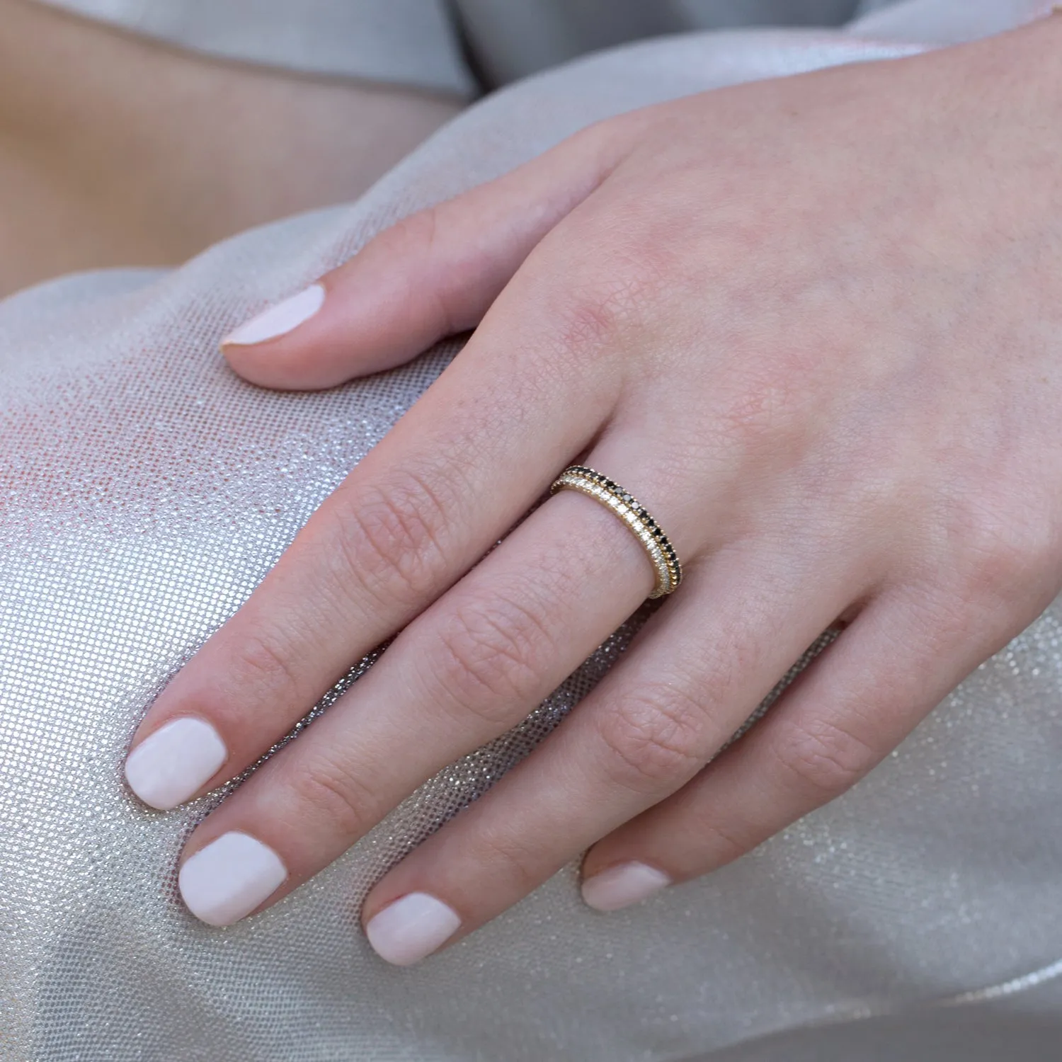 Eternity Gold Ring Black Diamonds