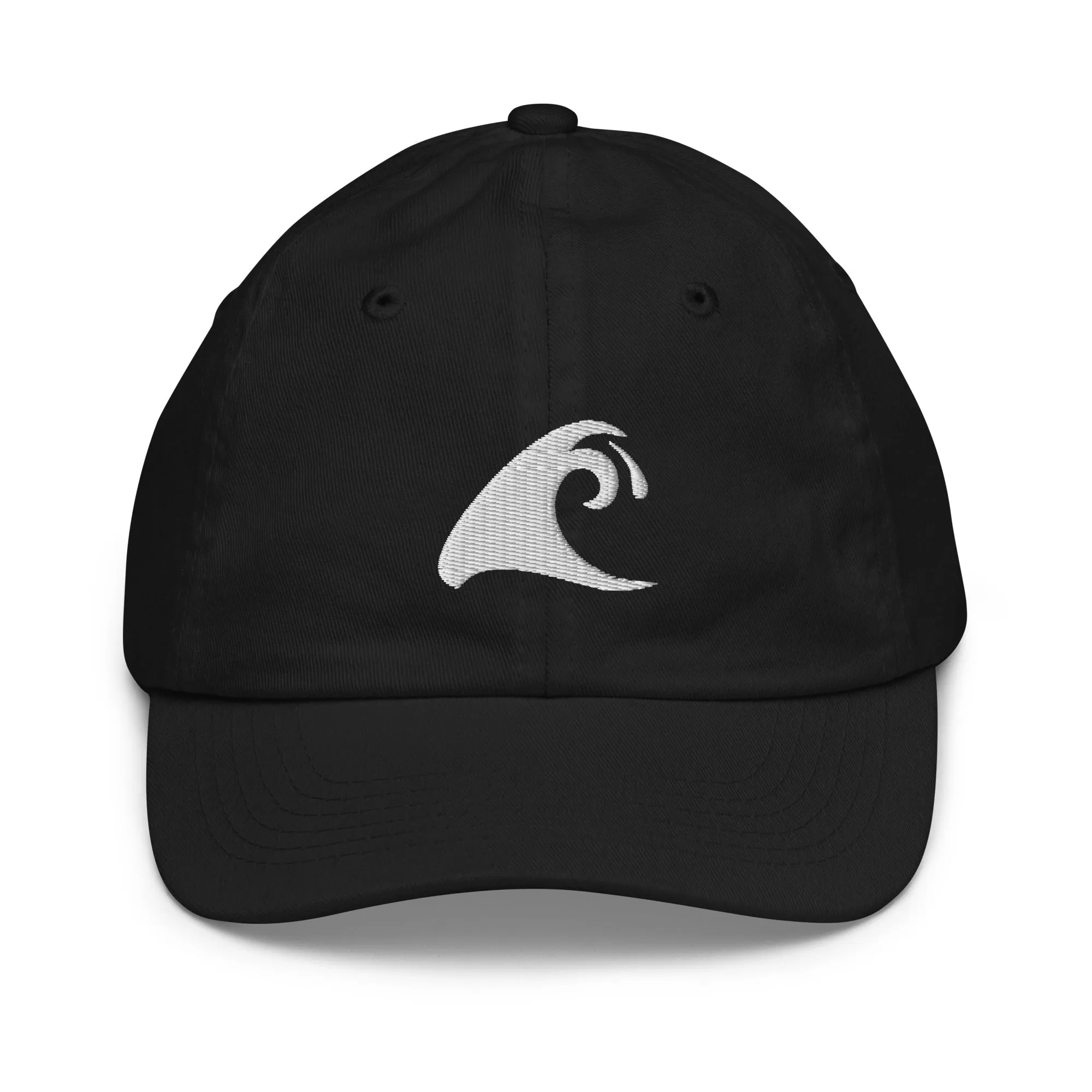 Extremely Stoked®️ White Epic Wave Logo on Kid Size Black Baseball Cap