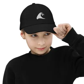 Extremely Stoked®️ White Epic Wave Logo on Kid Size Black Baseball Cap