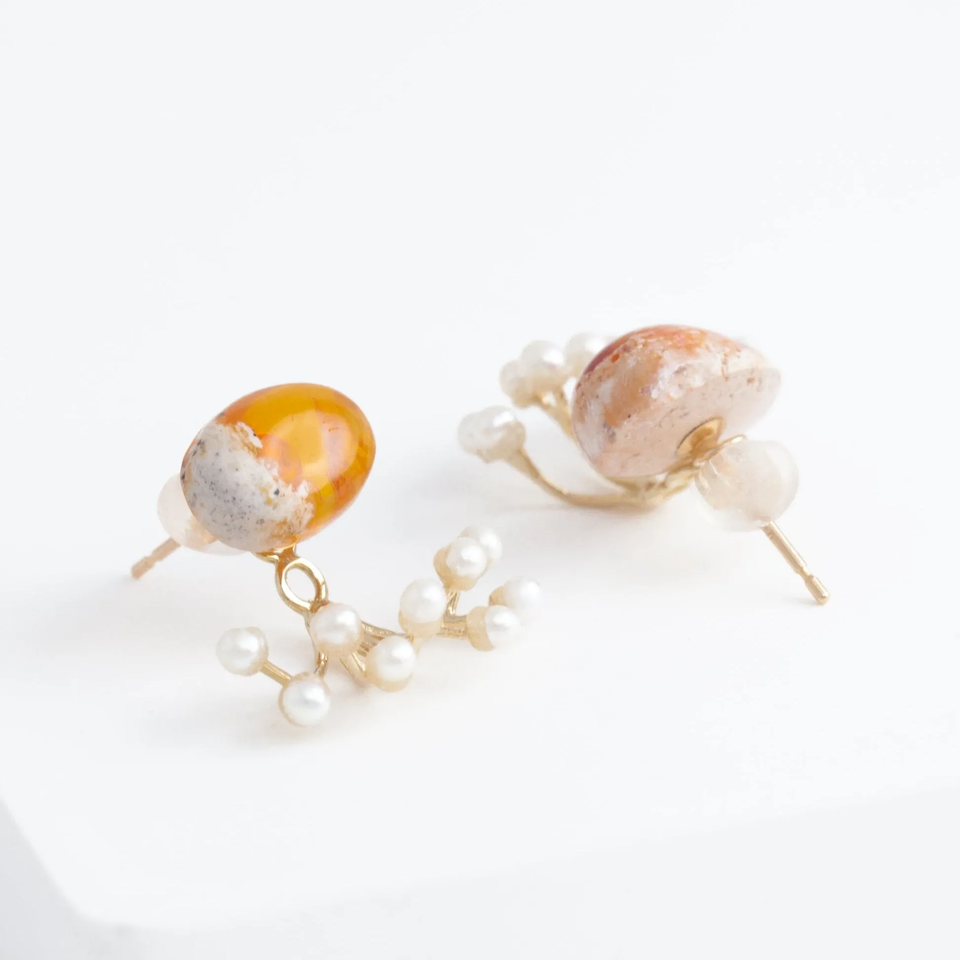 Fairy cantera opal and pearl earrings
