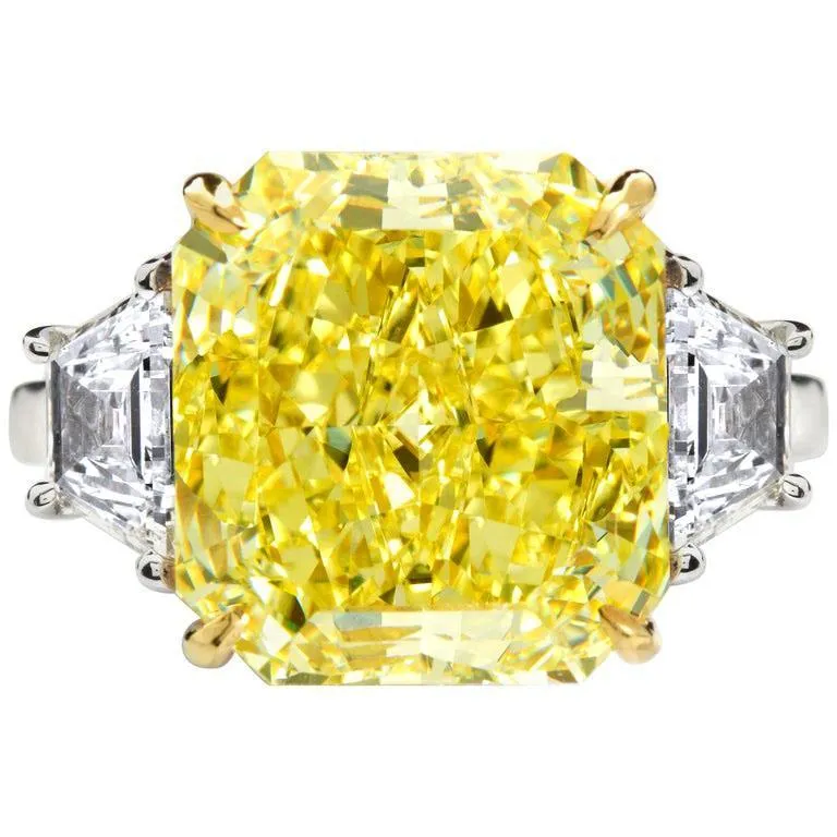 Fancy Yellow Diamond Engagement Ring 7.34 Carat GIA Certified