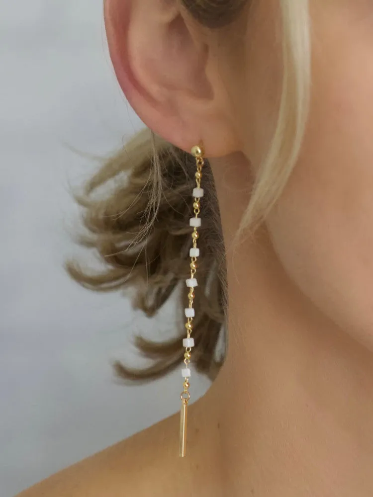 Farrah B Temptress Earrings in White Opal Gold