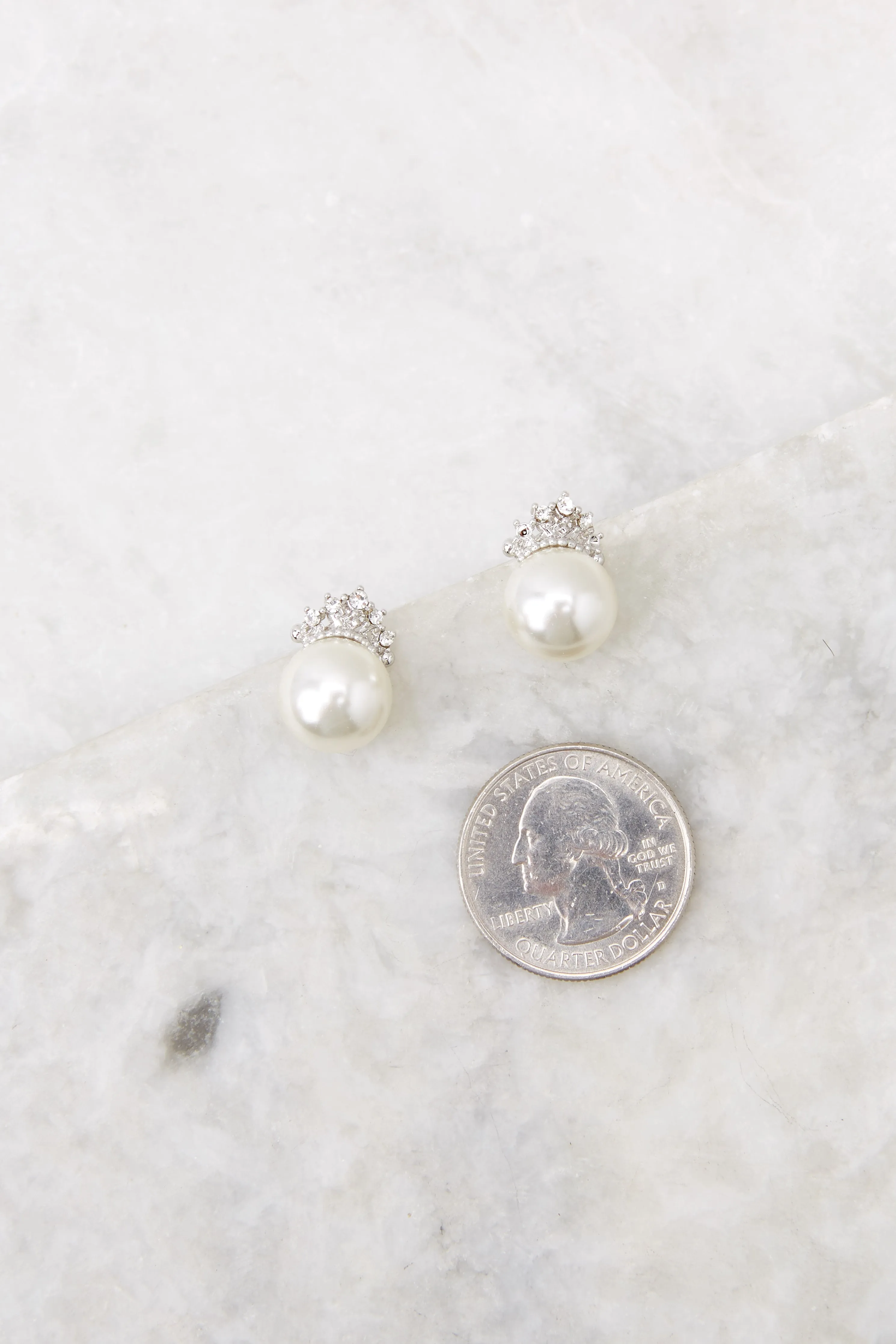 Feel Like Royalty Silver Pearl Earrings