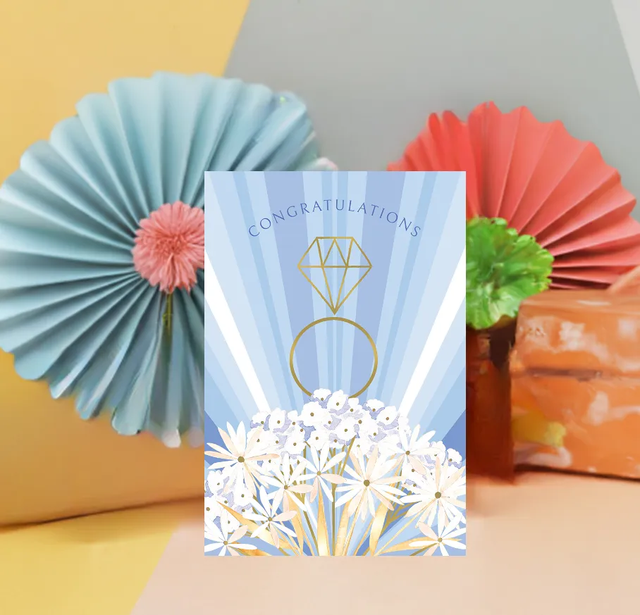 Floral Ring Engagement Card