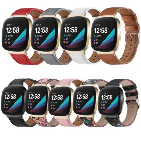 For fitbit versa 3 smart watch classic double-sided first layer cowhide leather strap for fitbit versa 3 / for fitbit sense band