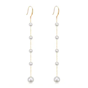 Freshwater Pearl Dangle Cluster Earrings 18K Gold