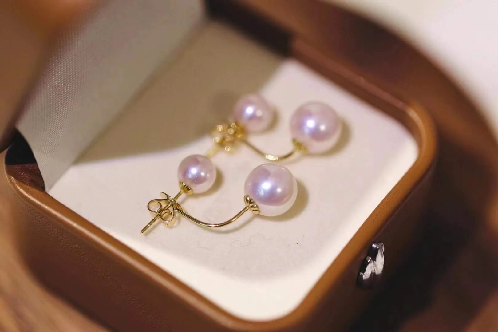 G18K Classic Double Drop Earrings