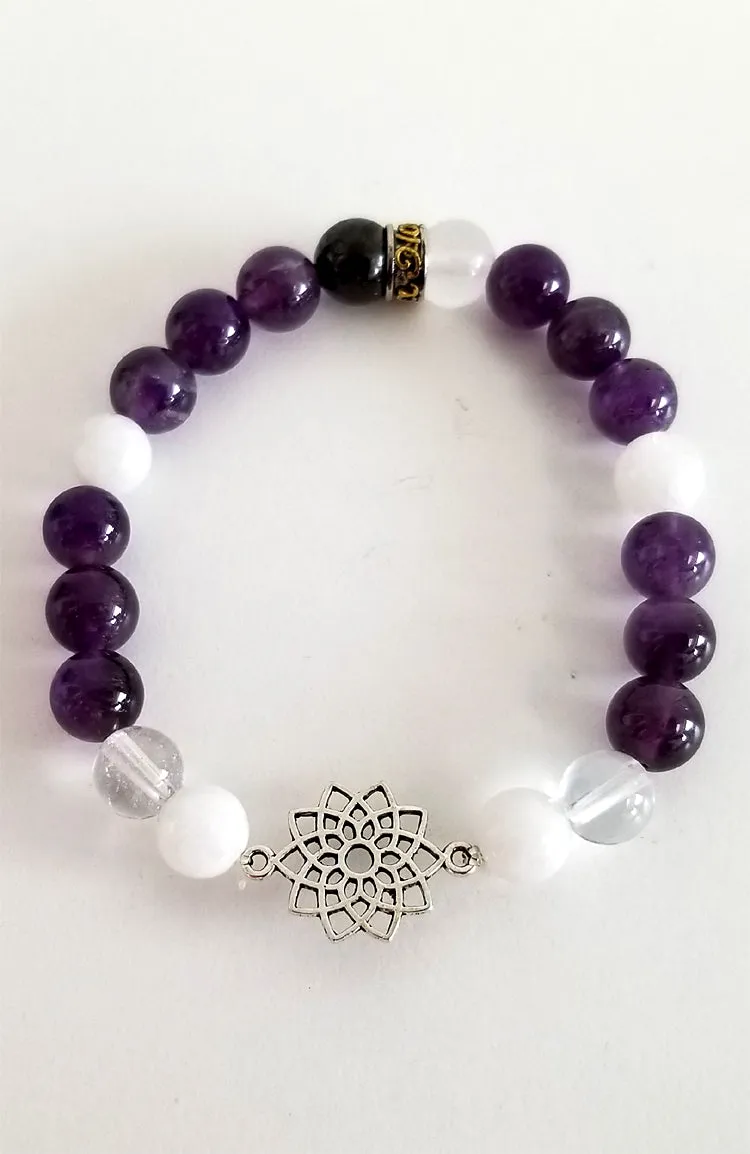 Gemstone Bead Bracelet - Crown Chakra