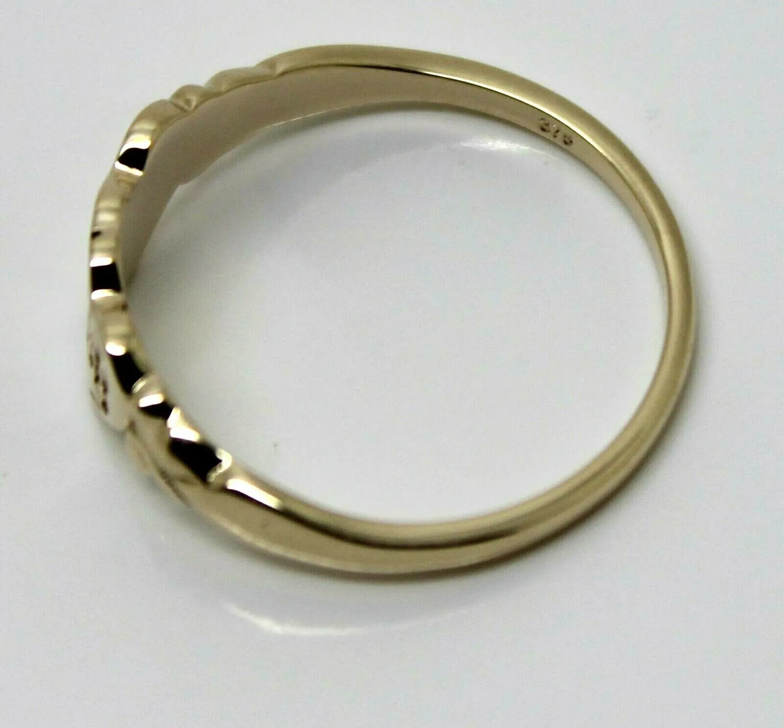 Genuine 9ct 9k Yellow, Rose or White Gold Double Heart Yellow Topaz Birthstone Signet Ring   Engraving