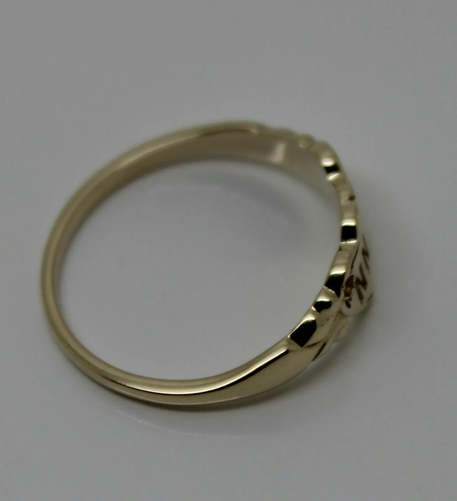Genuine 9ct 9k Yellow, Rose or White Gold Double Heart Yellow Topaz Birthstone Signet Ring   Engraving