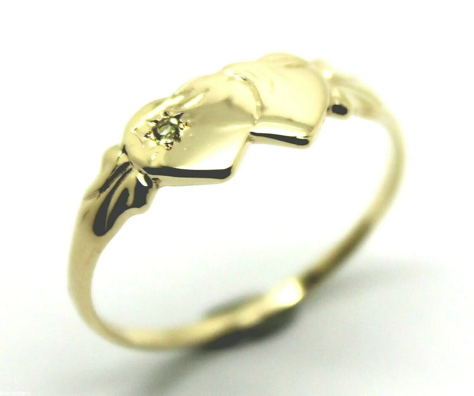 Genuine 9ct Yellow, Rose or White Gold Double Heart Signet Ring Peridot -August Birthstone