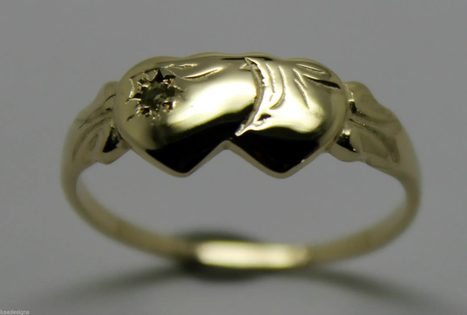 Genuine Size Q, 9ct Yellow, Rose or White Gold Double Heart Signet Ring Peridot -August Birthstone