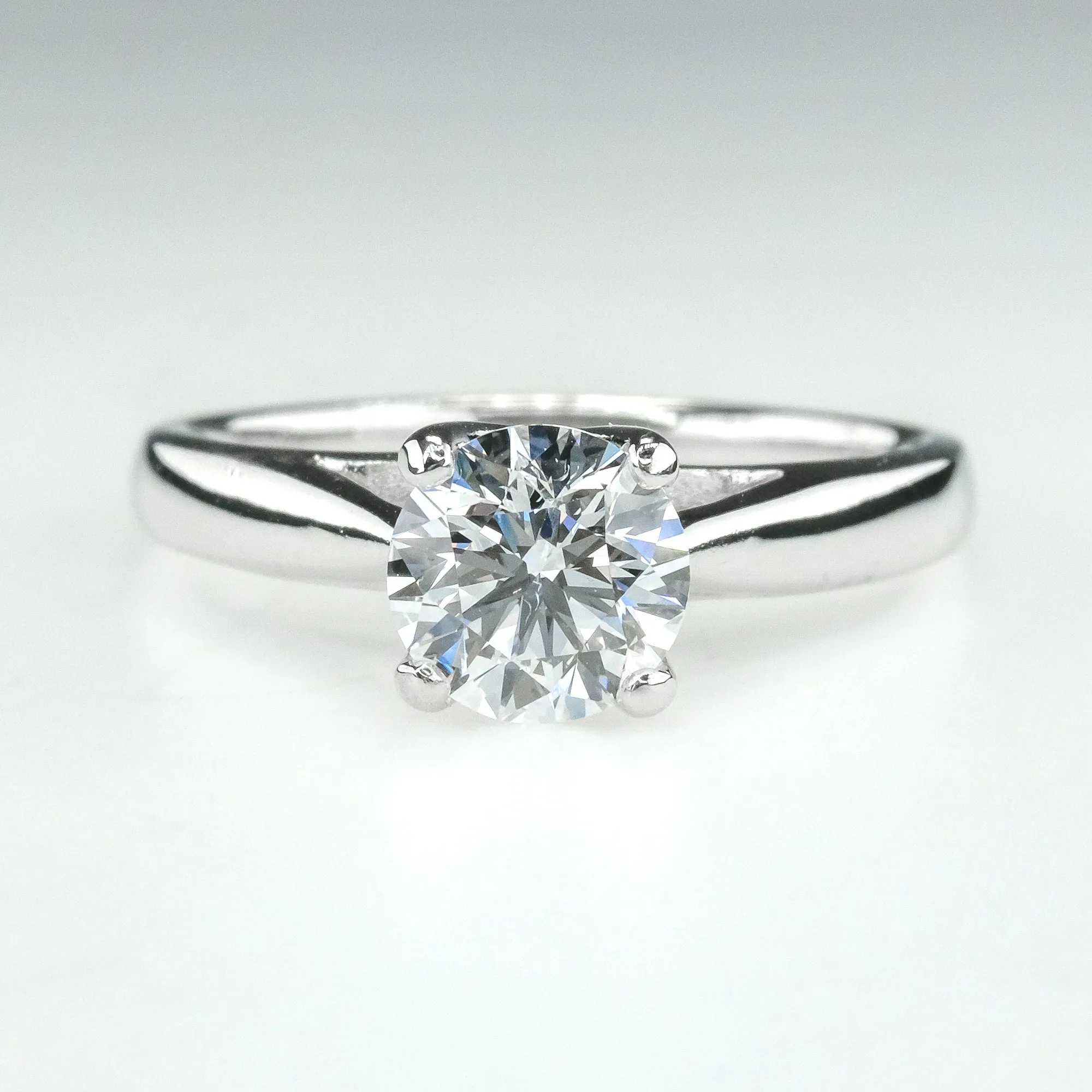 GIA 1.00ct Round Cut Diamond Solitaire Engagement Ring in 14K White Gold
