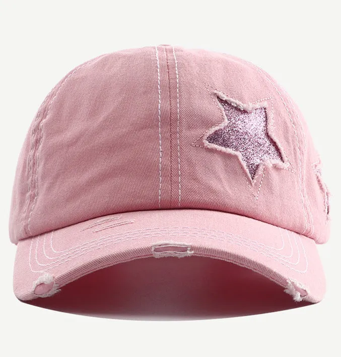 Glitter Star Baseball Hats- Assorted