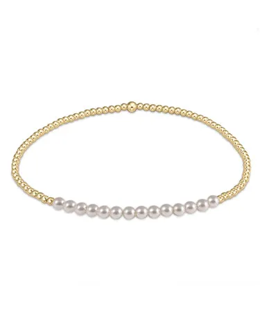 Gold Bliss 2mm Bead Bracelet - Pearl