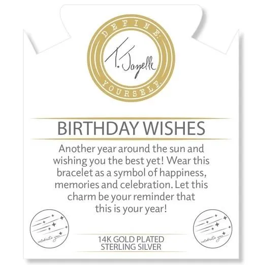 Gold Collection - Moonstone Stone Bracelet with Birthday Wishes Gold Charm