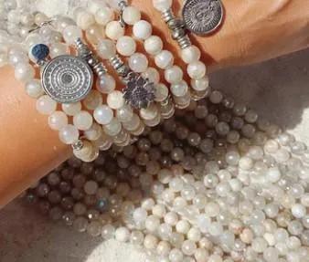 Gold Collection - Moonstone Stone Bracelet with Birthday Wishes Gold Charm