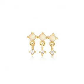 Gold Kyoto Opal Drop Sparkle Barbell Single Earring E047-04G
