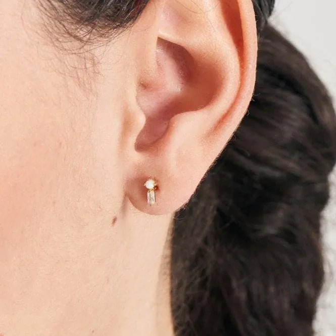 Gold Kyoto Opal Sparkle Barbell Single Earring E047-03G