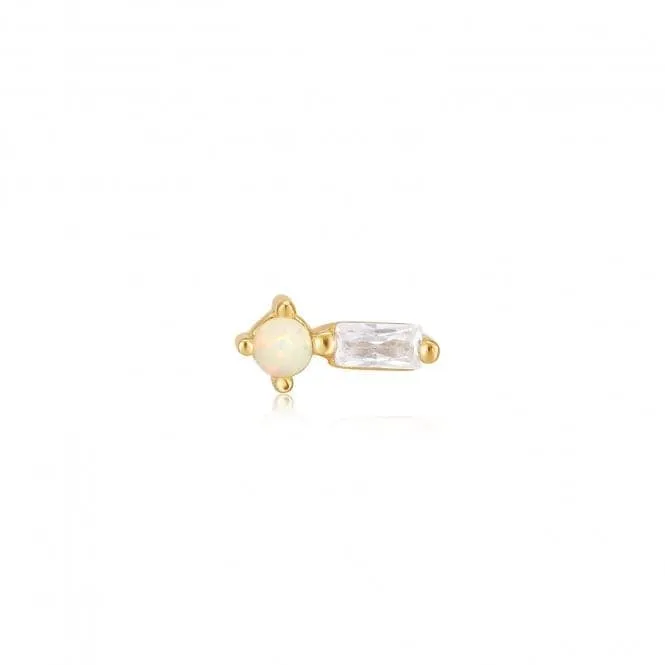Gold Kyoto Opal Sparkle Barbell Single Earring E047-03G