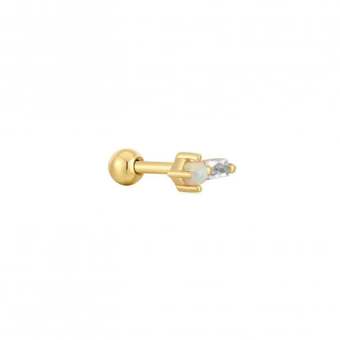 Gold Kyoto Opal Sparkle Barbell Single Earring E047-03G