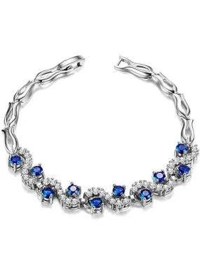 Gold Plated Bracelet Micro Pave Zirconia Wave with  Platinum