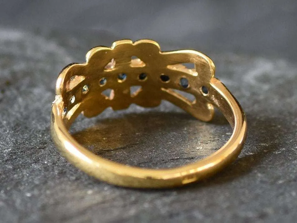 Gold Sapphire Crown Ring - Natural Sapphire Ring, Gold Sapphire Ring