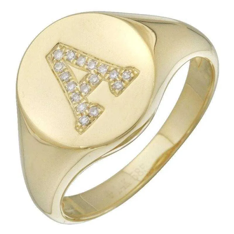 Gold Signet Initial Ring