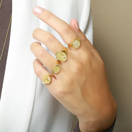 Gold Signet Initial Ring