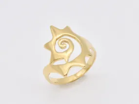Gold Swirl Sun Ring - Large Sun Ring, Spiral Sun Ring