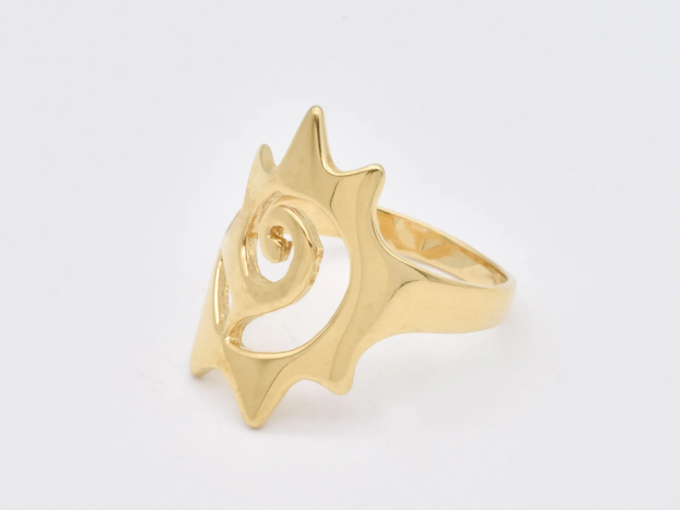 Gold Swirl Sun Ring - Large Sun Ring, Spiral Sun Ring