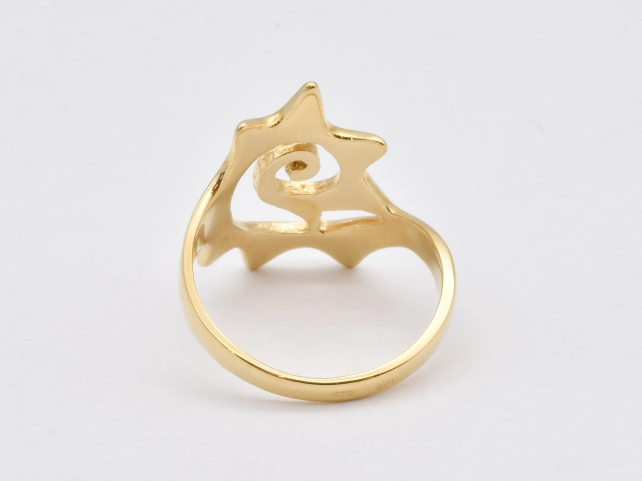 Gold Swirl Sun Ring - Large Sun Ring, Spiral Sun Ring