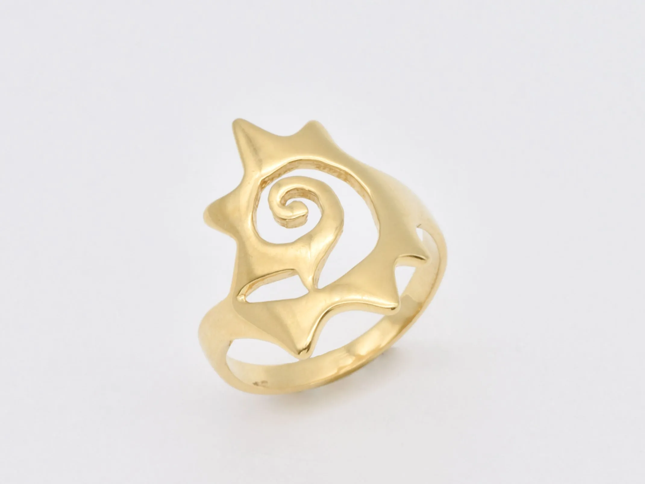 Gold Swirl Sun Ring - Large Sun Ring, Spiral Sun Ring