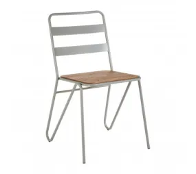 Grey Metal And Elm Wood Chair