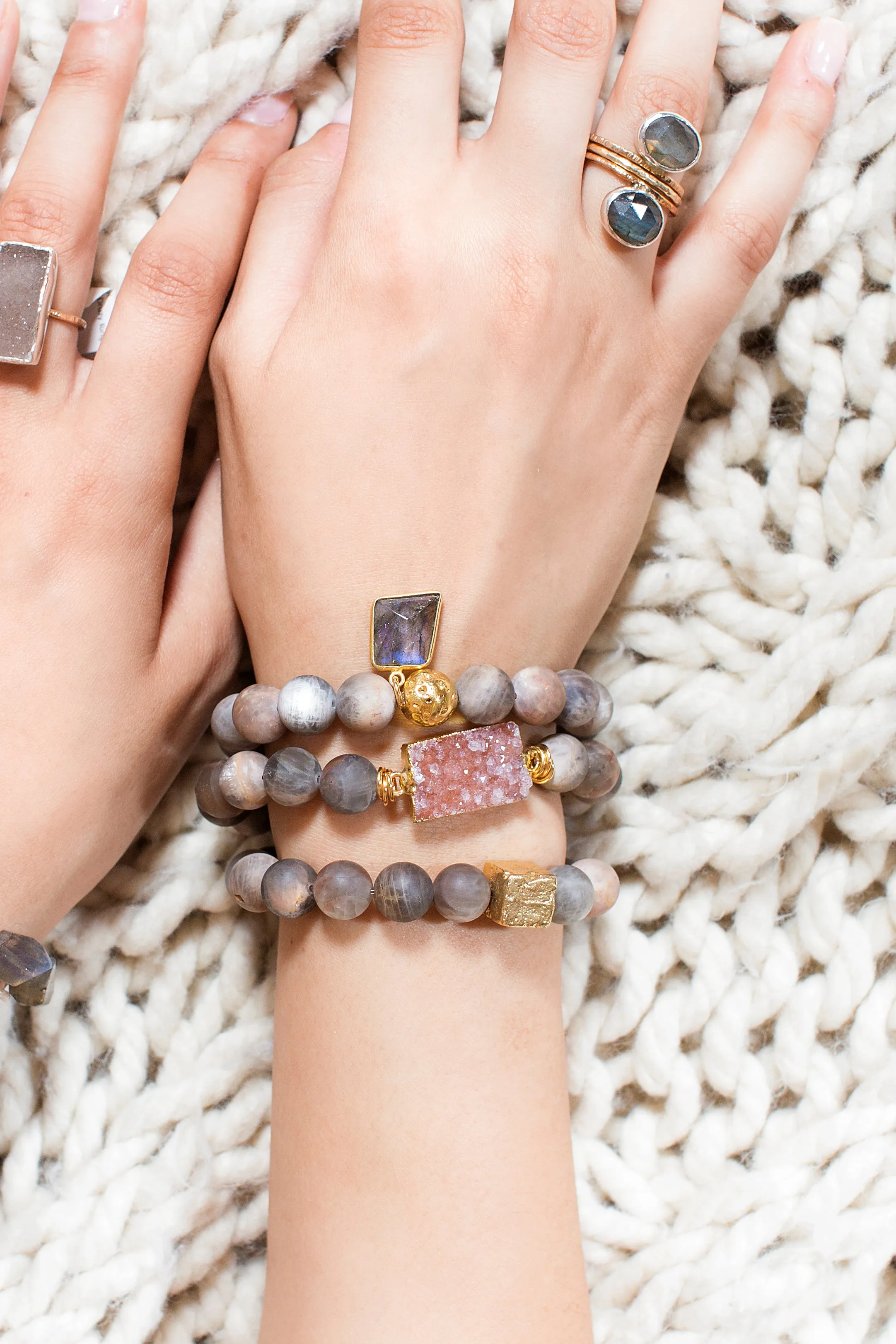 Grey Moonstone Canto Bracelet