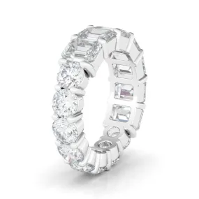 Half Emerald Half Round Diamond Eternity Band