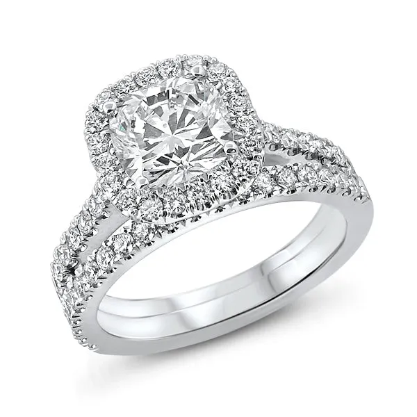 Halo Diamond Ring with Split Shank