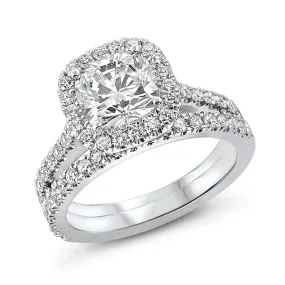Halo Diamond Ring with Split Shank