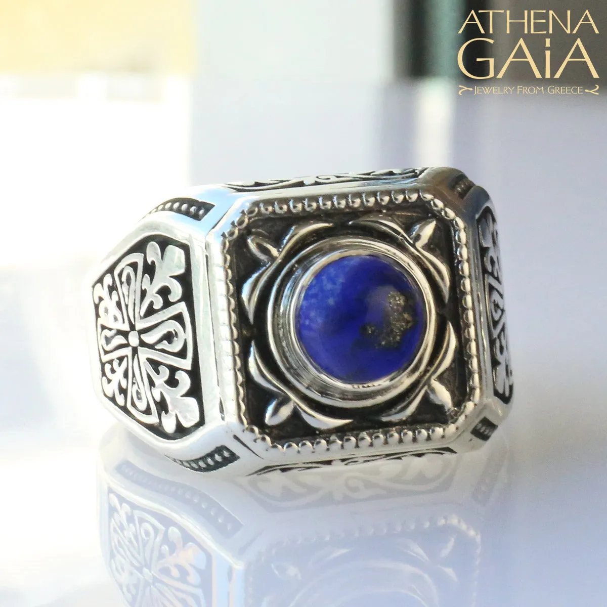 Hellenic Cross Shank Signet Ring