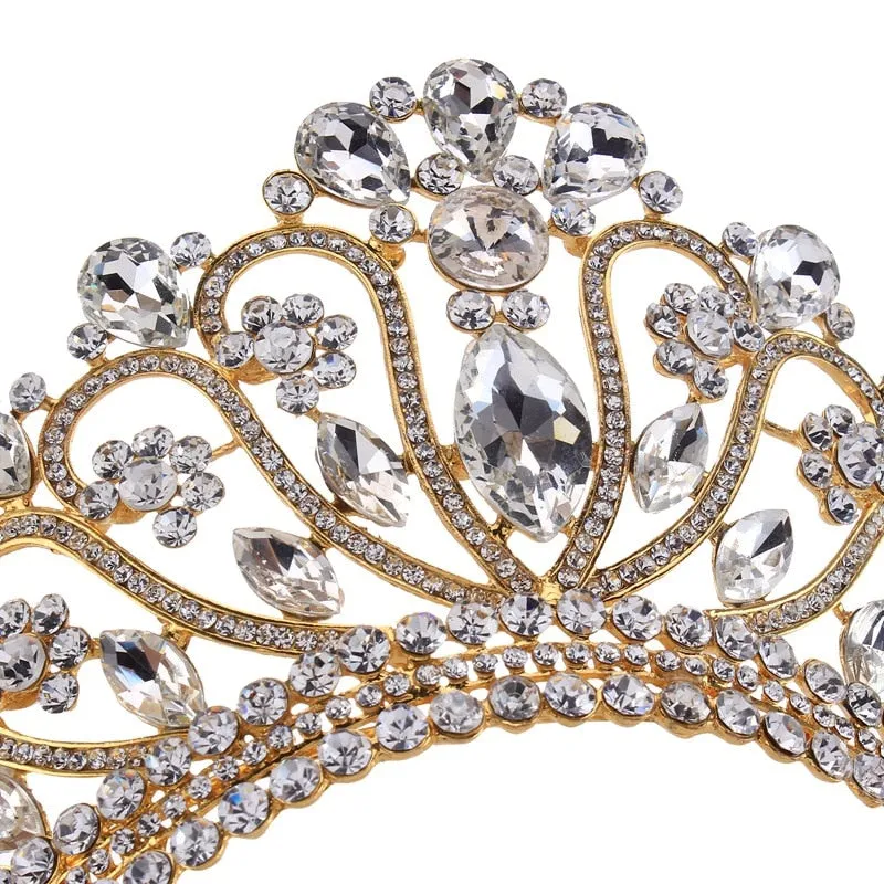 Her Royal Tiara-Rhinestone Headpiece with Comb for Wedding - Beauty Pageant Crown - Prom - Quinceanera
