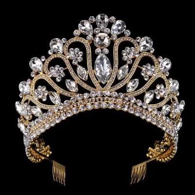 Her Royal Tiara-Rhinestone Headpiece with Comb for Wedding - Beauty Pageant Crown - Prom - Quinceanera