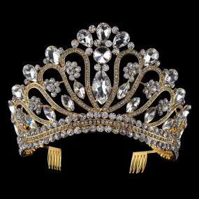 Her Royal Tiara-Rhinestone Headpiece with Comb for Wedding - Beauty Pageant Crown - Prom - Quinceanera