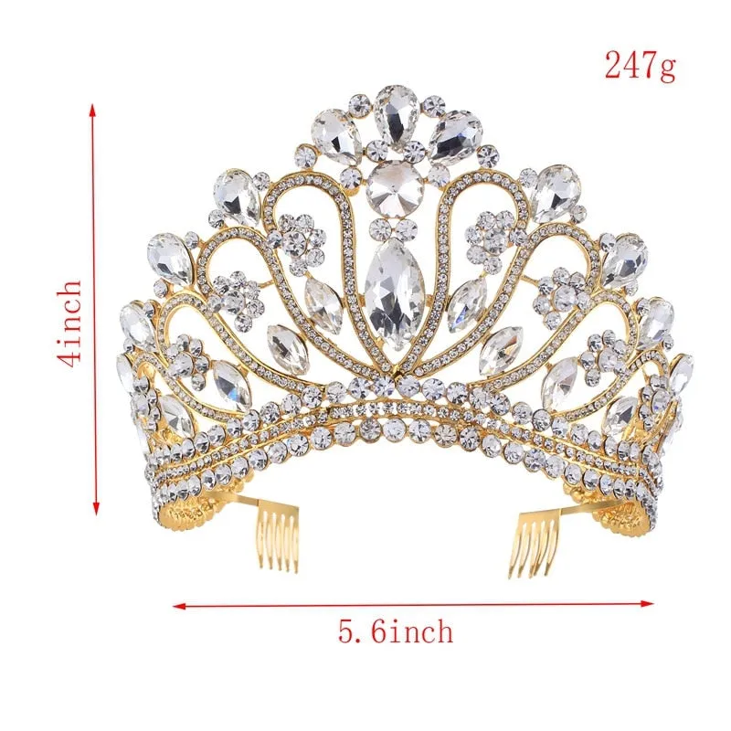 Her Royal Tiara-Rhinestone Headpiece with Comb for Wedding - Beauty Pageant Crown - Prom - Quinceanera