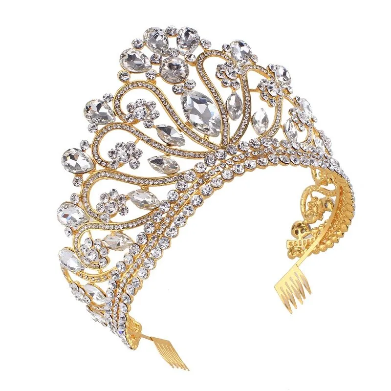 Her Royal Tiara-Rhinestone Headpiece with Comb for Wedding - Beauty Pageant Crown - Prom - Quinceanera