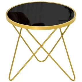 HOMCOM Glass Coffee Table 43x43x40cm - Black and Gold