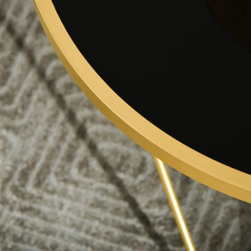 HOMCOM Glass Coffee Table 43x43x40cm - Black and Gold