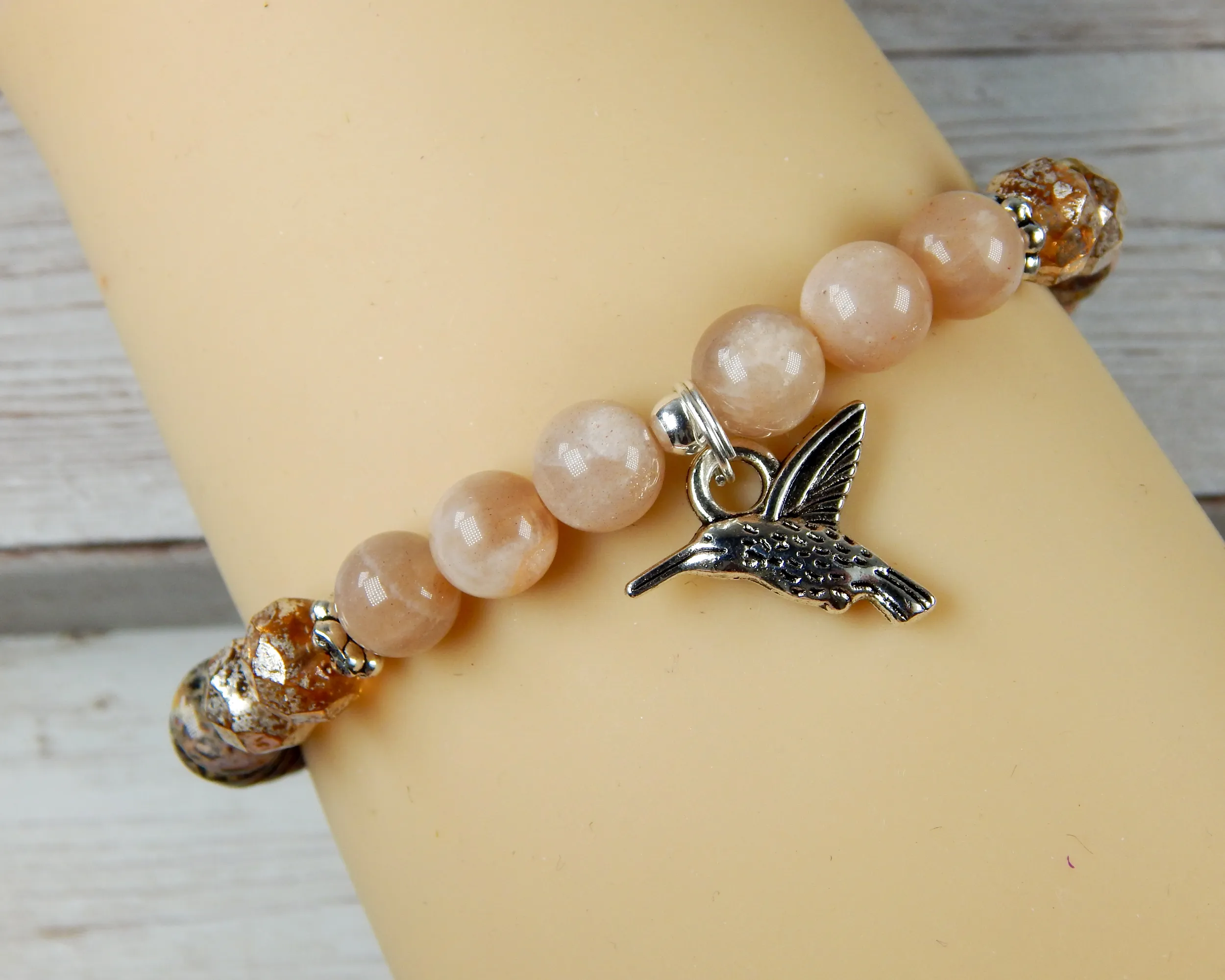 Hummingbird Bracelet - Sunstone And Jasper Beaded Jewelry